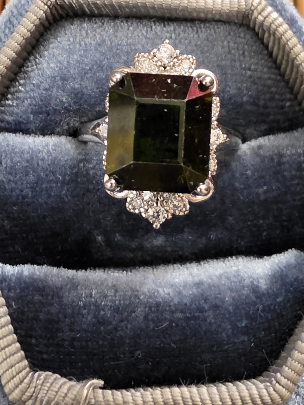 925 Silver Green Tourmaline Adjustable Ring
